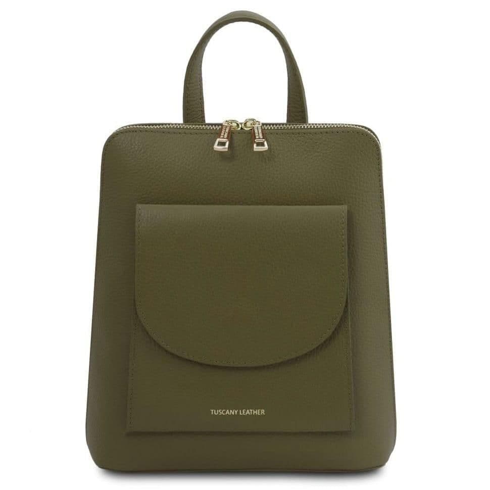 Невеликий жіночий шкіряний рюкзак Італія Tuscany TL142092 (Forest Green)