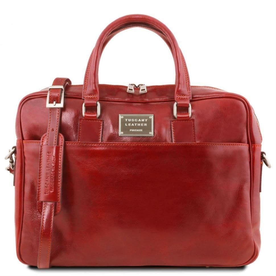 Шкіряний портфель для ноутбука з передньою кишенею Tuscany Leather Urbino TL141241 (червоний)