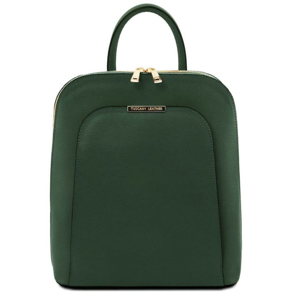 Жіночий рюкзак шкіряний из сафʼянової шкіри Tuscany TL141631 (Forest Green)