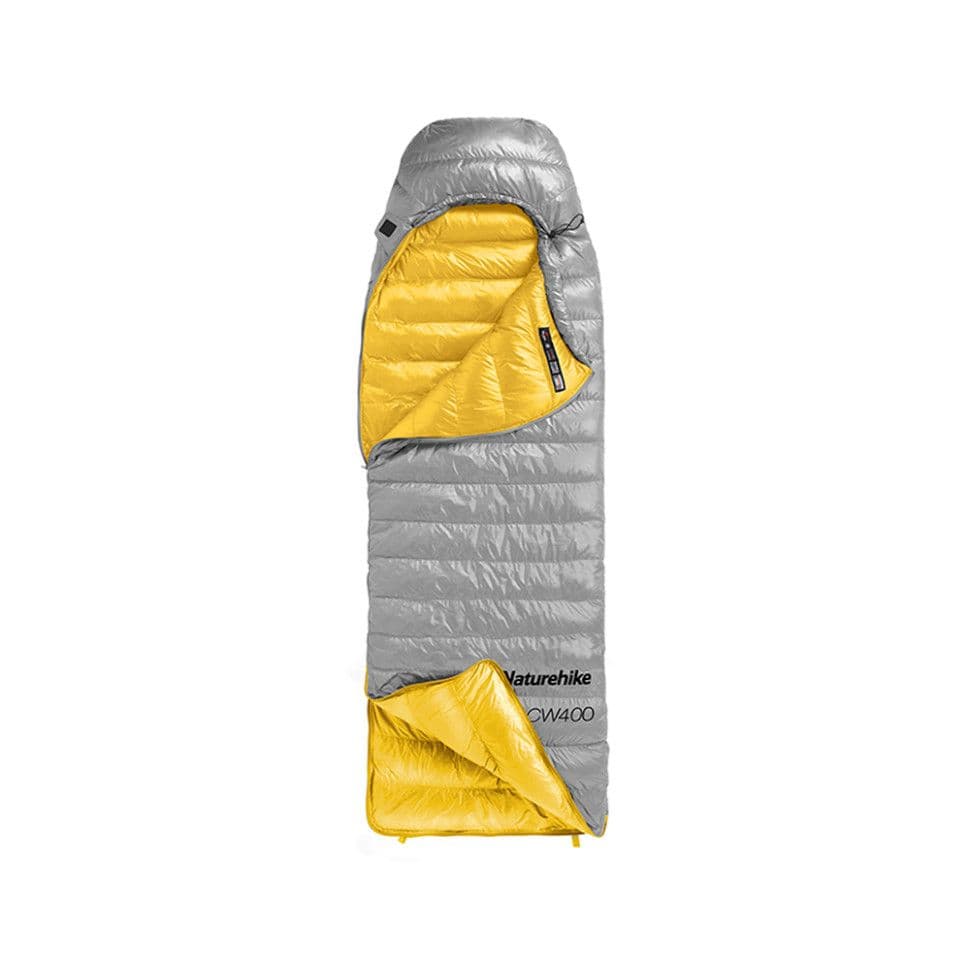 Спальник з натуральним пухом Naturehike CW400 NH18C400-D, p-р L, жовто-сірий
