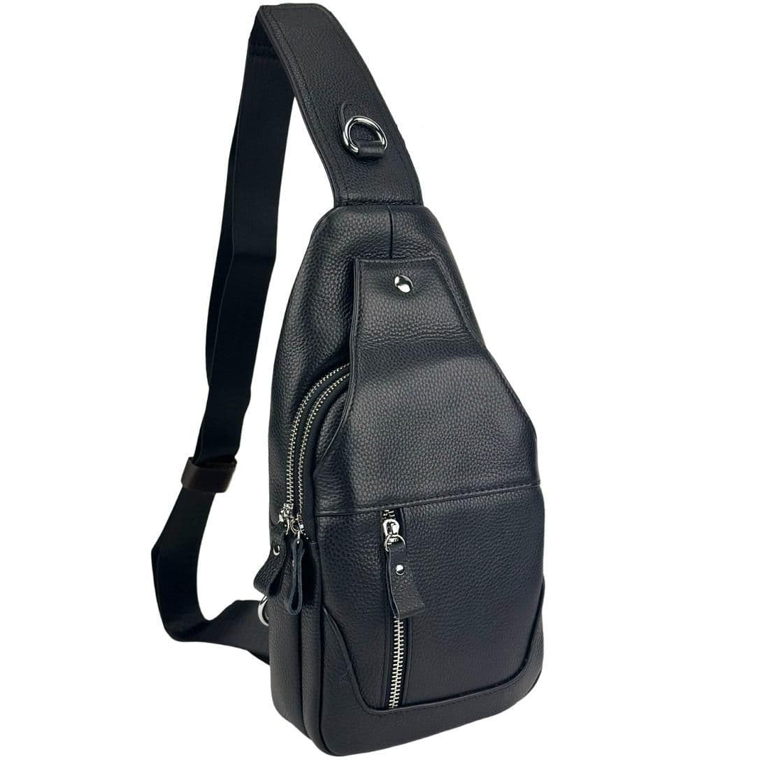 Шкіряний чорний слінг через плече Tiding Bag A25F-6809-1A