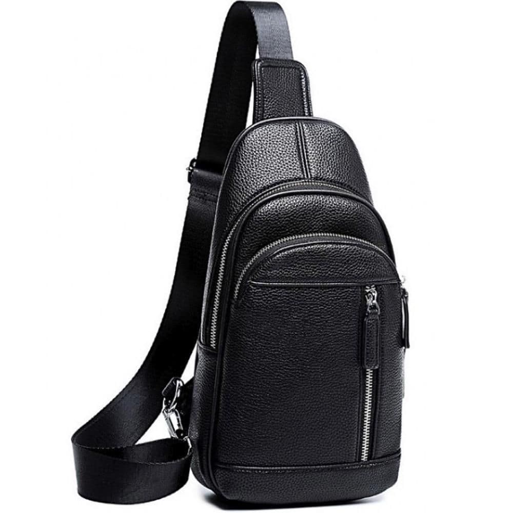 Чоловічий чорний шкіряний слінг на плече Tiding Bag A25F-5427A
