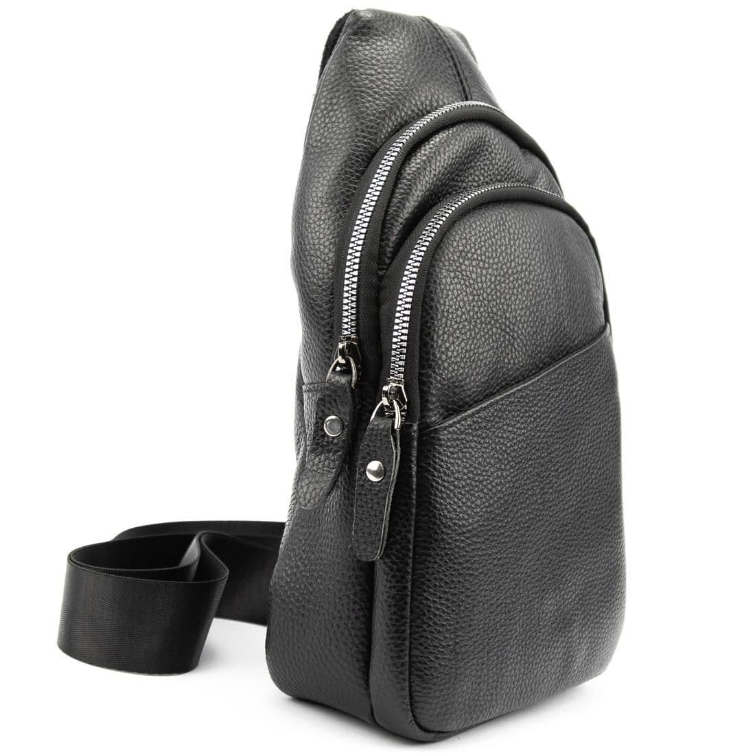 Шкіряна сумка слінг чорна Tiding Bag M56-2552A