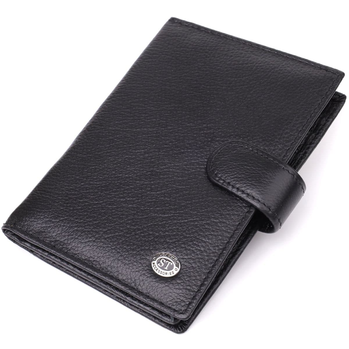 Містка обкладинка на документи унісекс з натуральної шкіри ST Leather 23116 Чорний