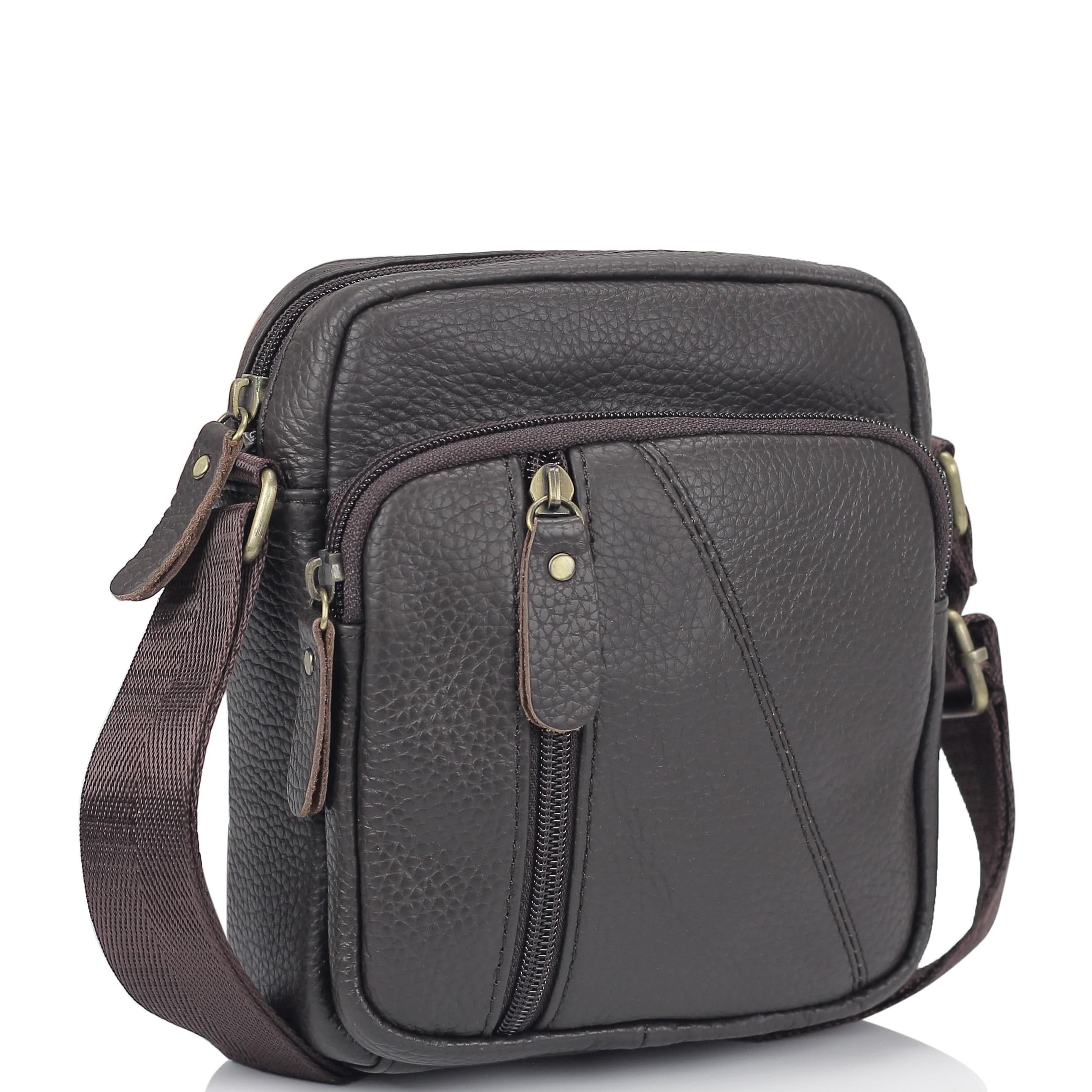 Чоловіча шкіряна сумка коричнева через плече Tiding Bag N2-1008DB — фото 1