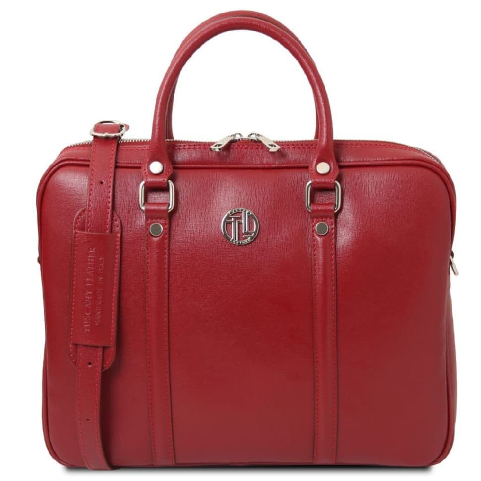 Ексклюзивний портфель для ноутбука з сафʼянової шкіри Prato Tuscany TL142453 (червоний)
