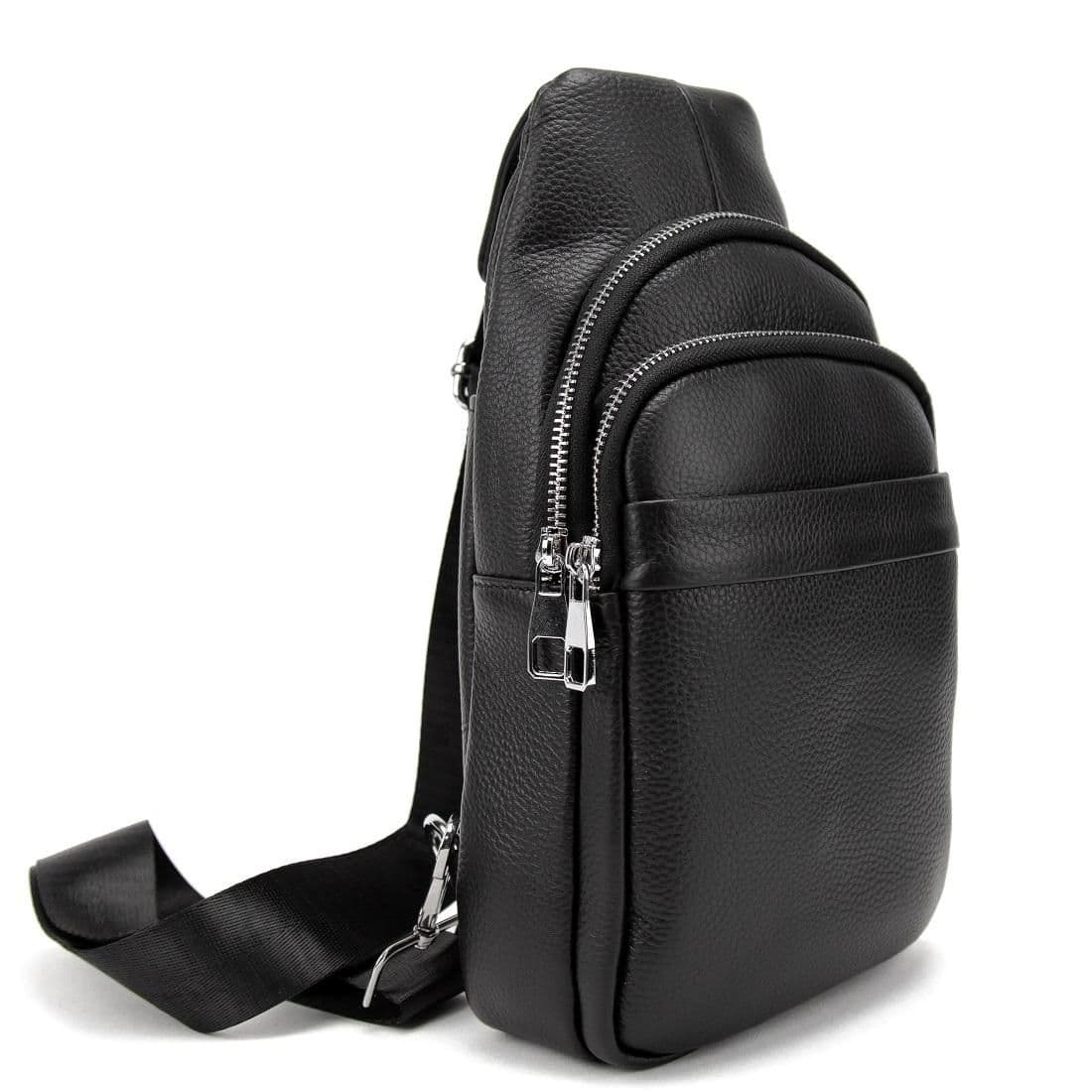 Шкіряний чорний чоловічий слінгTiding Bag A25F-250100A