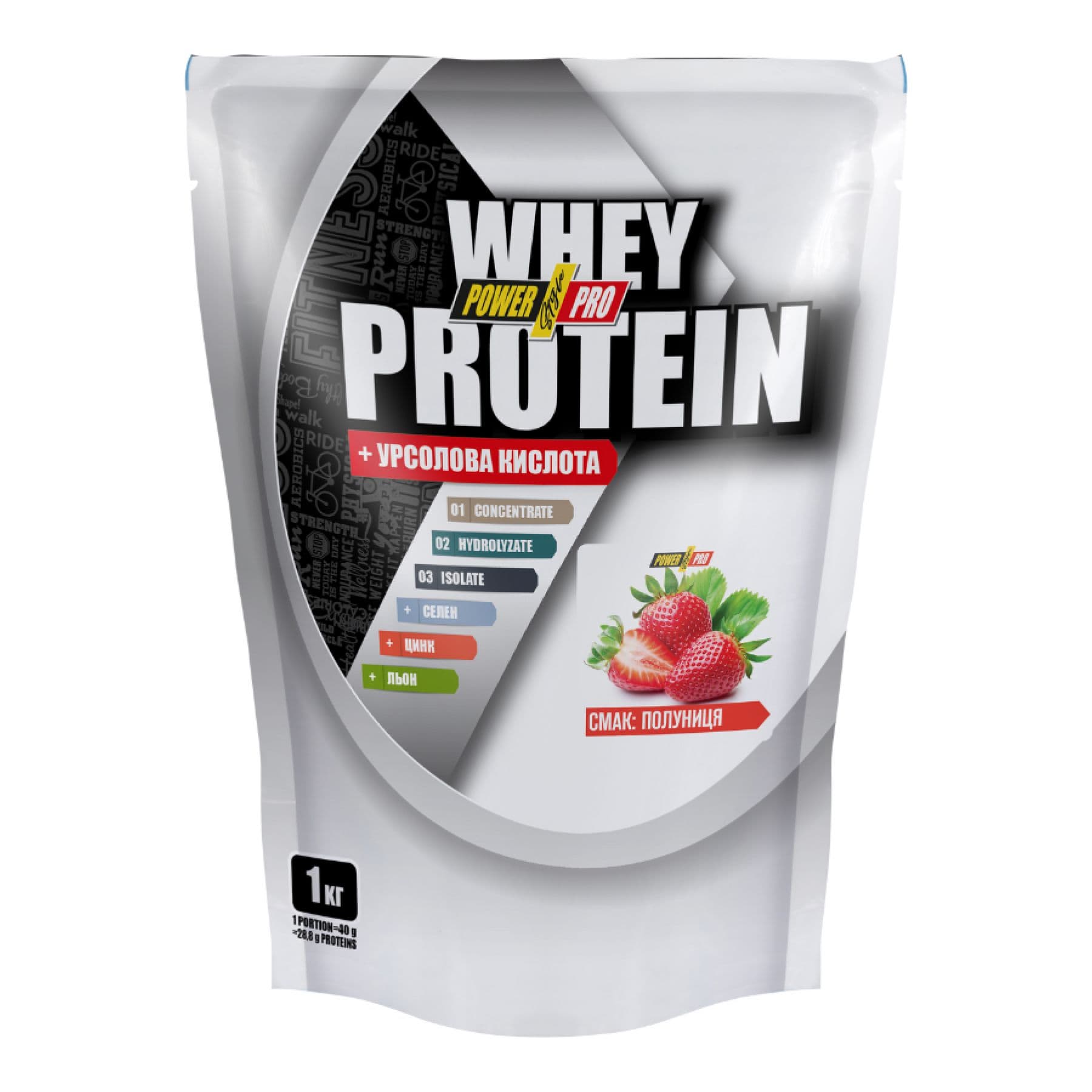 Power Pro, протеїн, смак полуниця з вершками, 1000 г