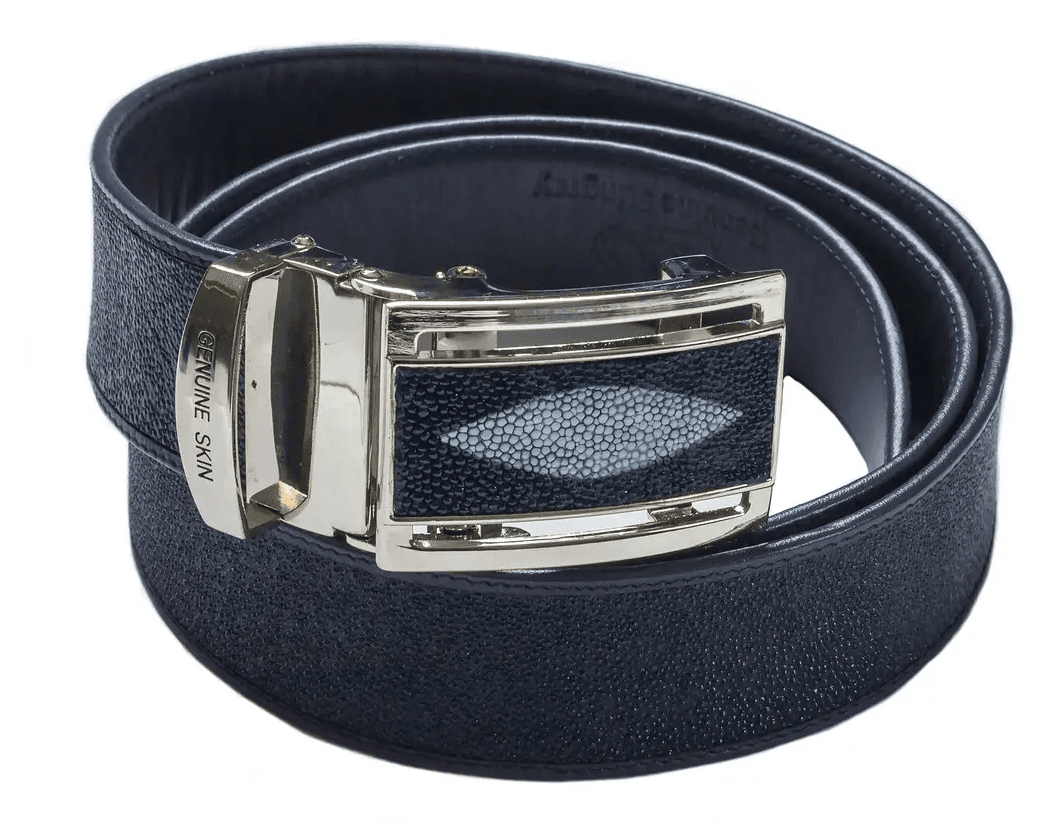 Ремінь зі шкіри ската Exotic Leather Синій (stb04)
