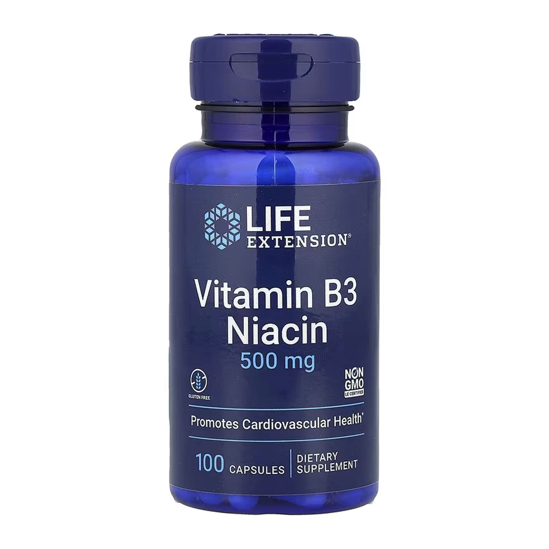 Вітамін B3 (ніацин) 500 мг, 100 капсул, Life Extension