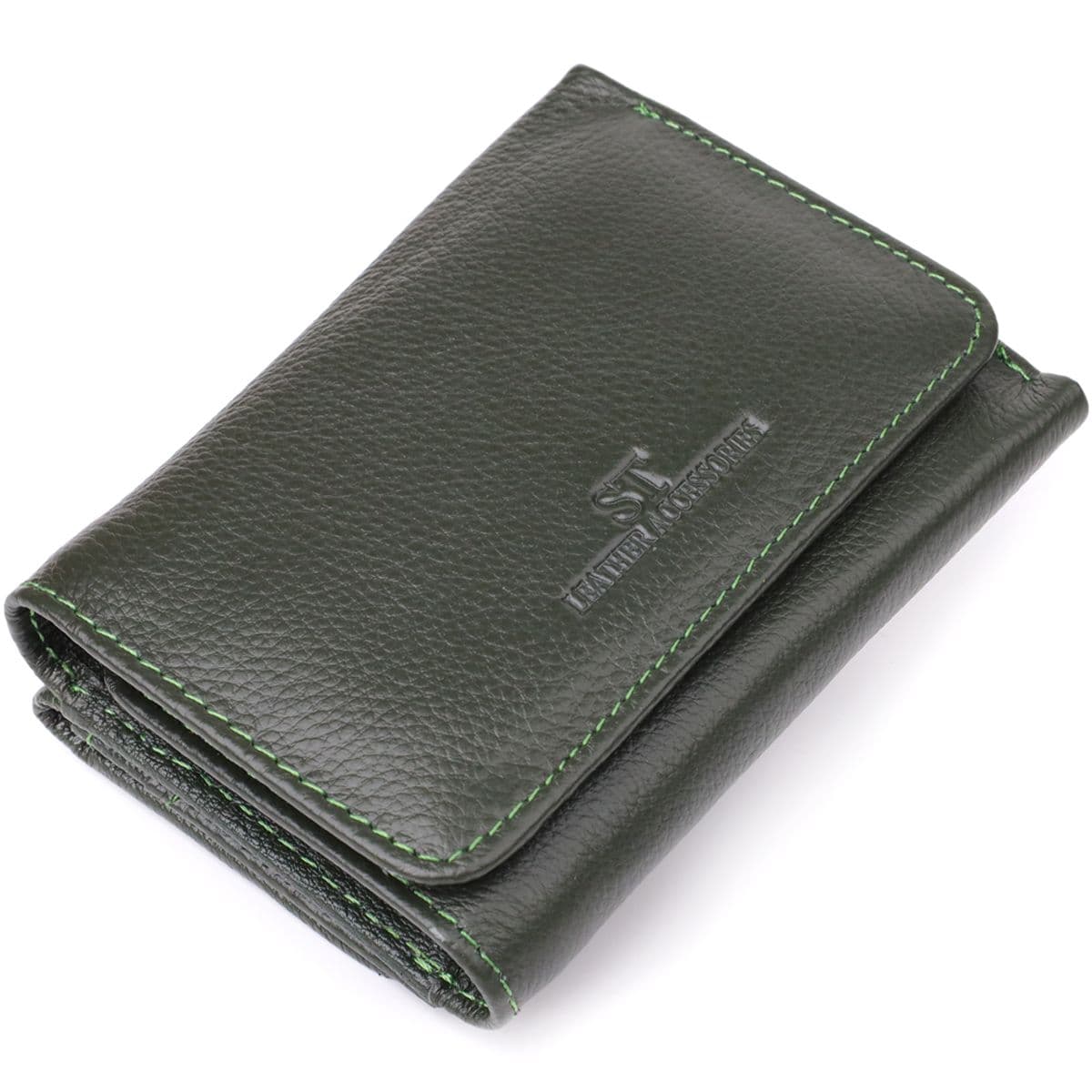 Малий гаманець зручного формату із натуральної шкіри ST Leather 23076 Зелений