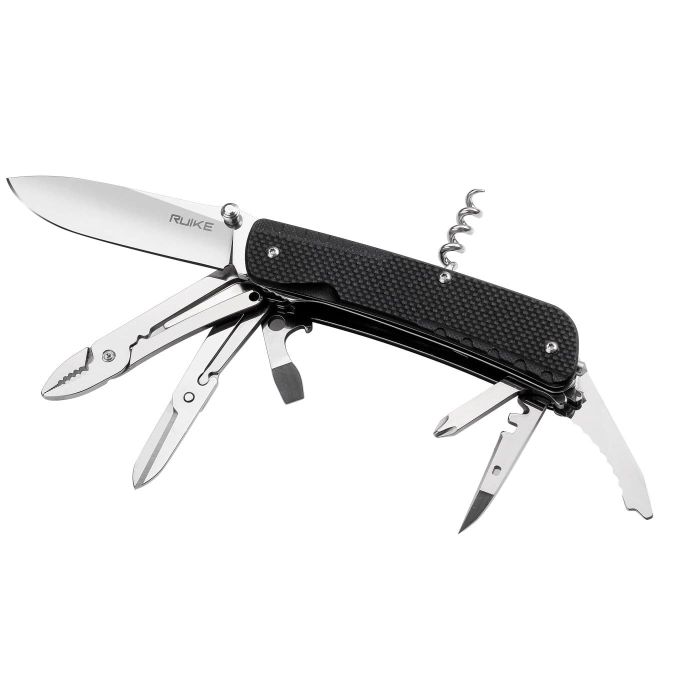Багатофункціональний ніж Ruike Trekker LD41-B, (8.5 см) 12C27 / G10 чорний, 22 інстр.