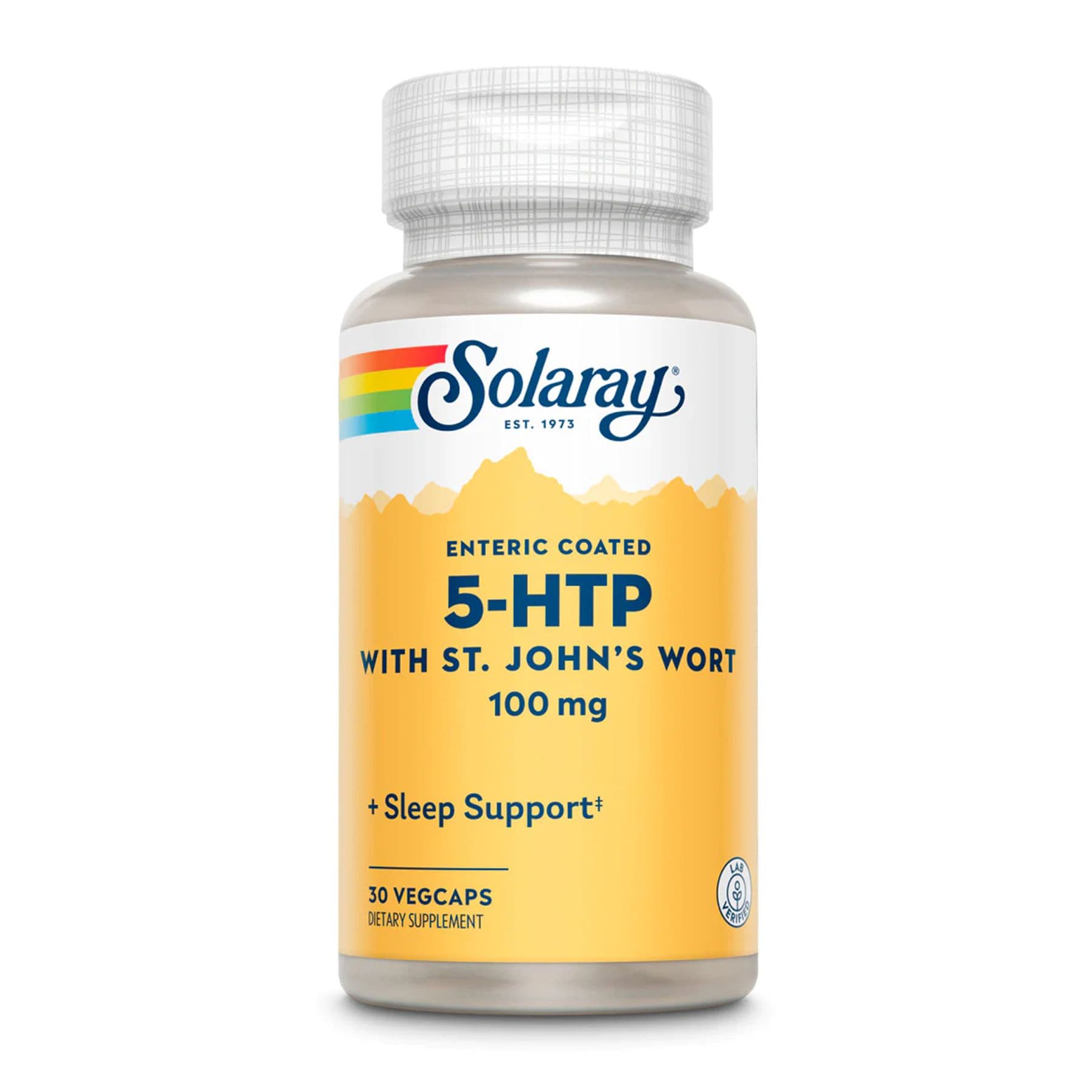 5-HTP + звіробій, 100 мг, 30 вег. капсул, Solaray