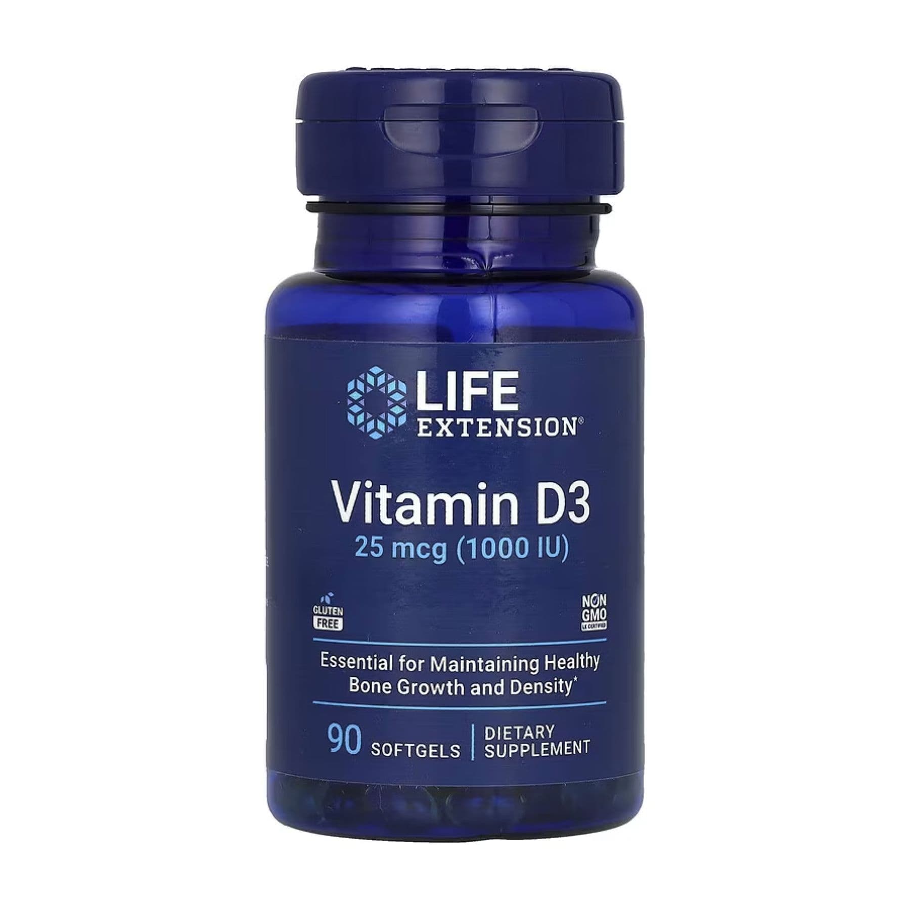 Вітамін D3 25 мкг (1000 МО), 90 капсул софтгель, Life Extension