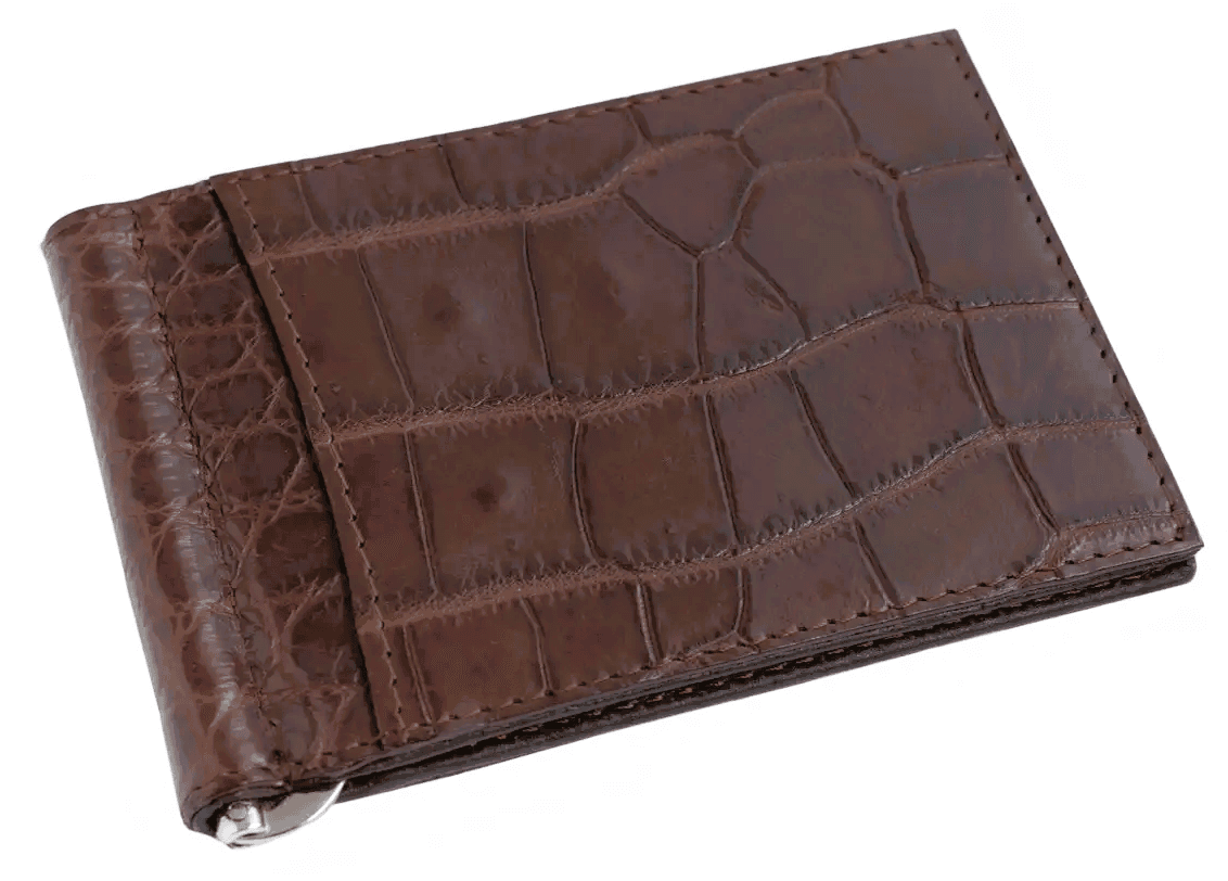 Затискач для грошей зі шкіри крокодила Exotic Leather Коричневий (cc02_1)