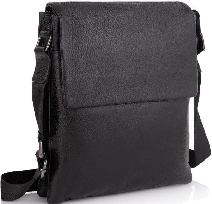 Шкіряний чоловічий мессенджер Tiding Bag чорний