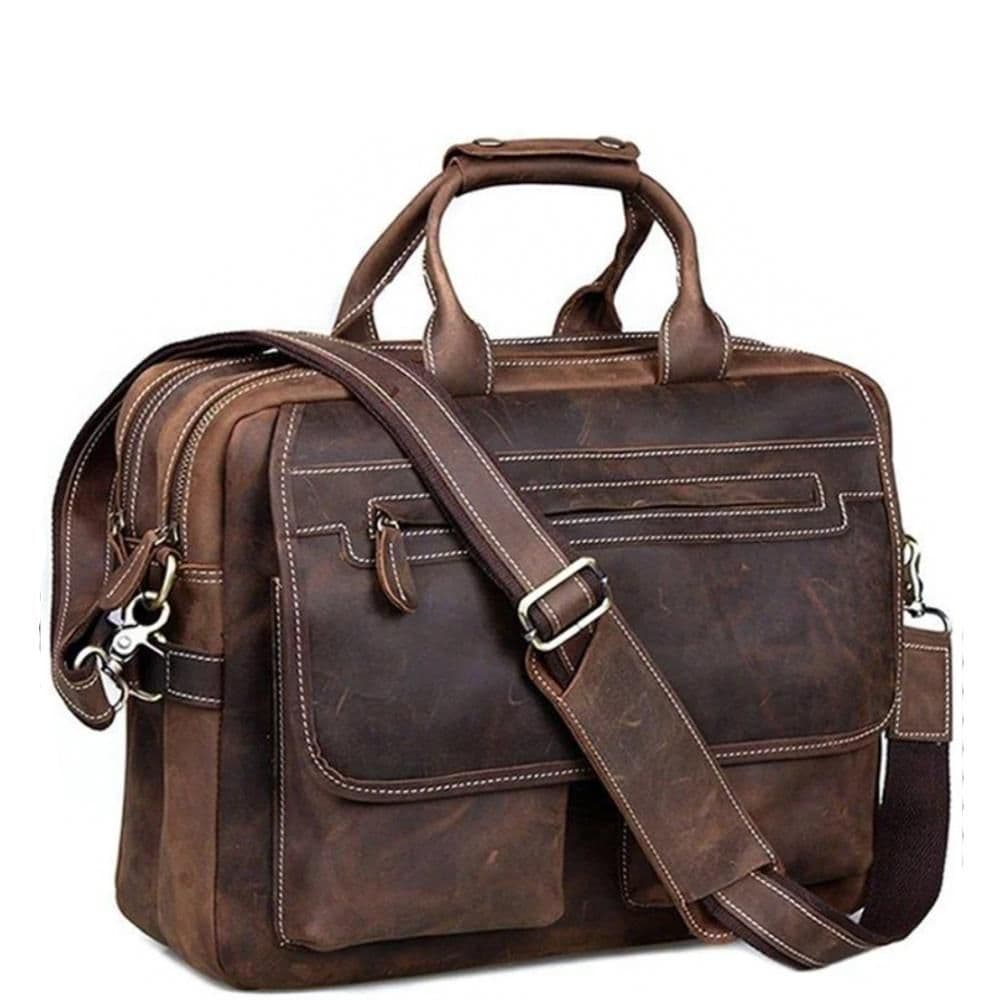 Містка чоловіча сумка-портфель вінтажна шкіра Tiding Bag t29523 — фото 1