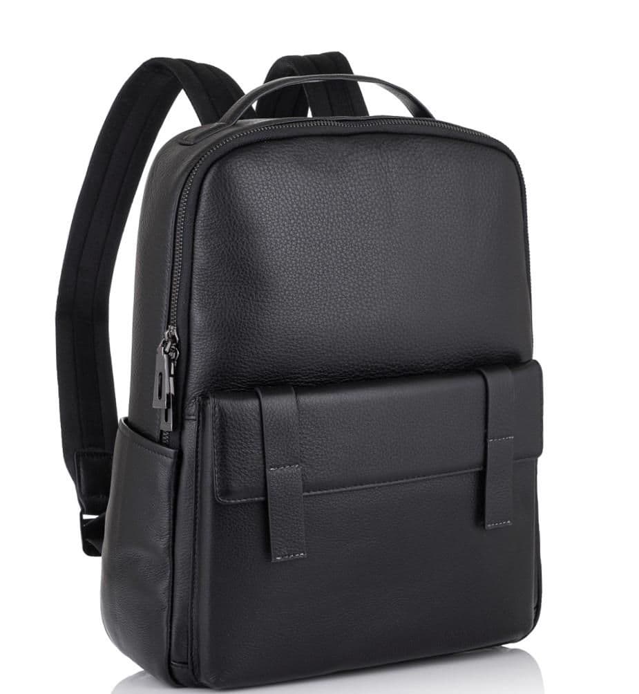 Молодіжний міський рюкзак натуральна шкіра чорний Tiding Bag NM11-7537A