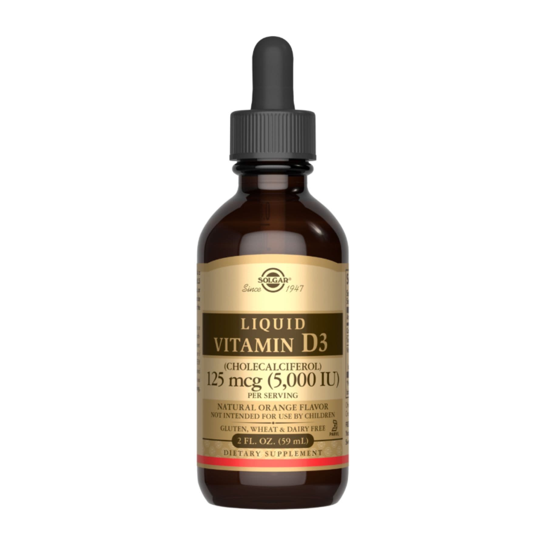 Liquid Vitamin D3 (Cholecalciferol) 125 mcg (5,000 IU) - 59ml Natural Orange