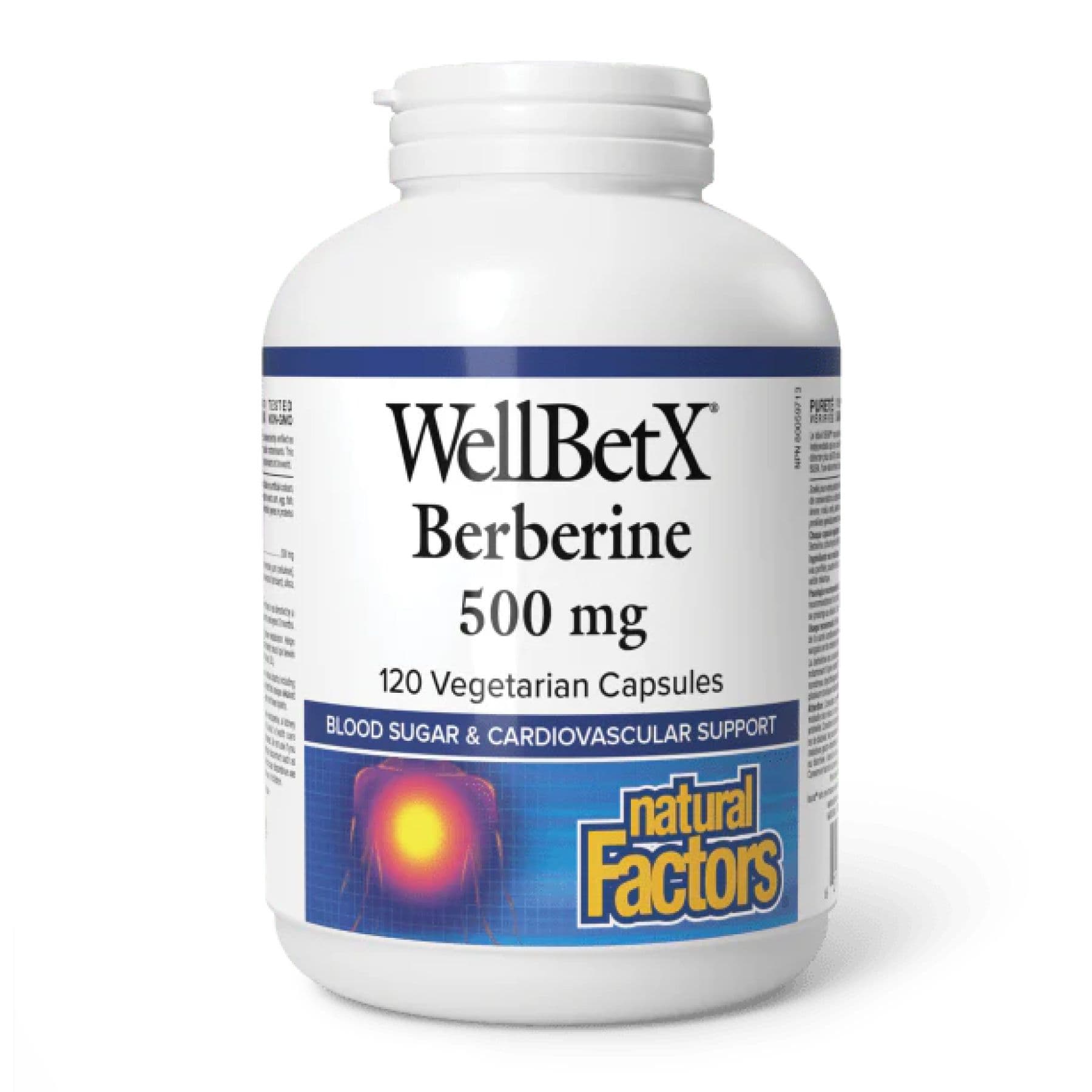 WellBetX Берберин 500 мг, 120 вегетаріанських капсул, Natural Factors