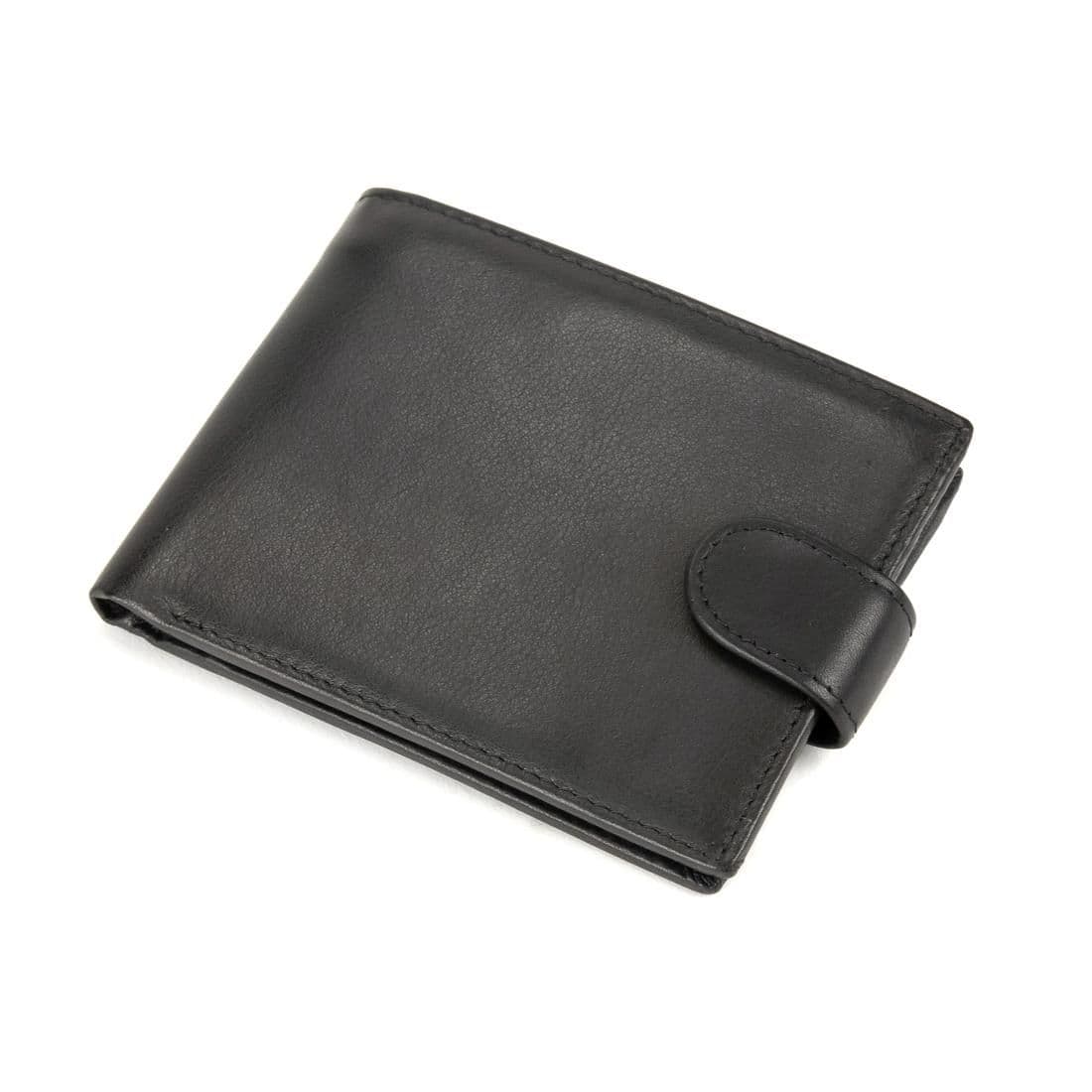 Портмоне чорне шкіряне на кнопці Tiding Bag M39-8068BRA