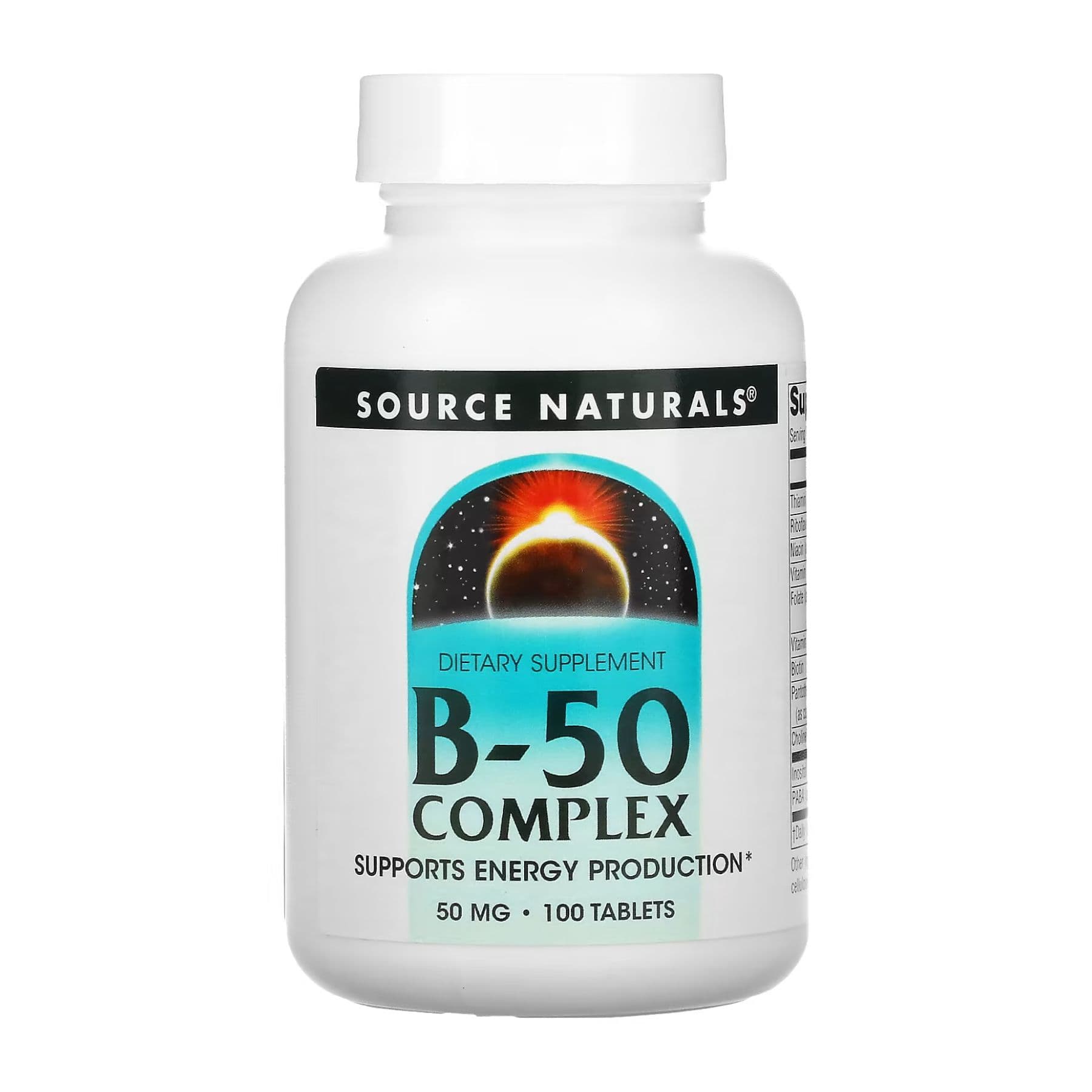 Вітамін B-50 комплекс 50 мг, 100 таблеток, Source Naturals