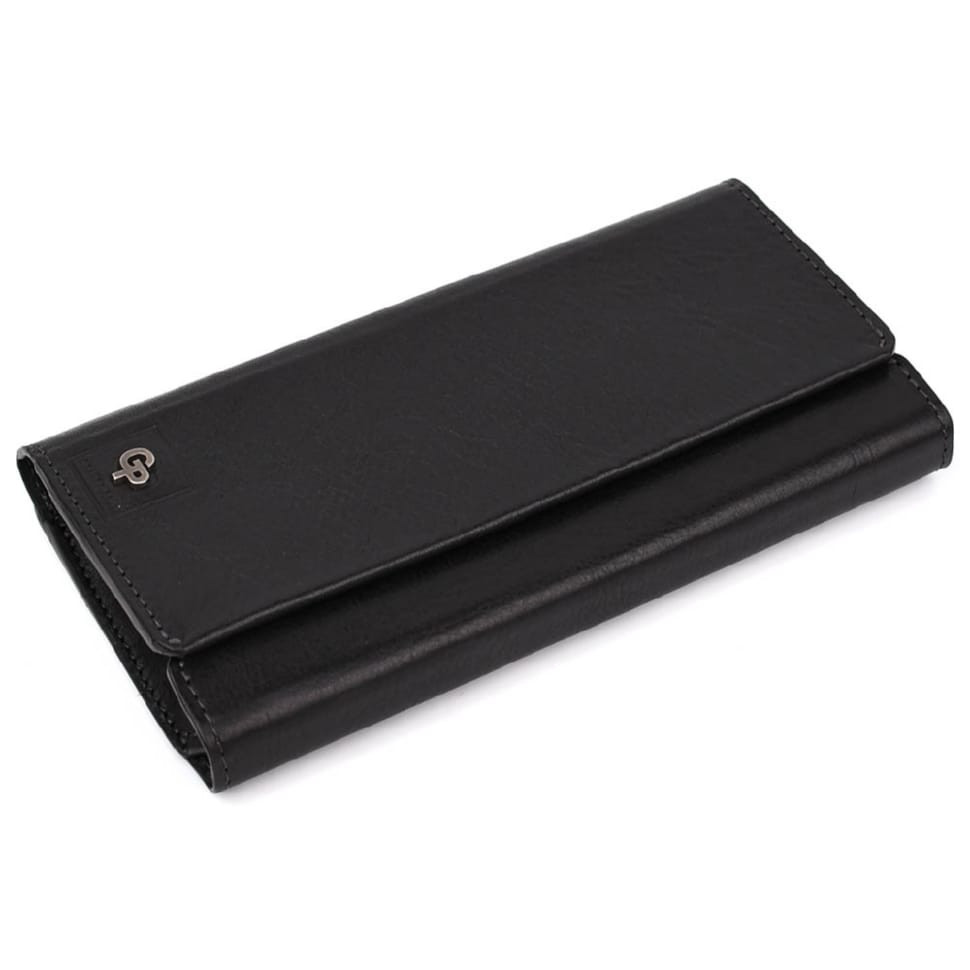 Шкіряне портмоне глянцевая шкіра чорне Grande Pelle 552610