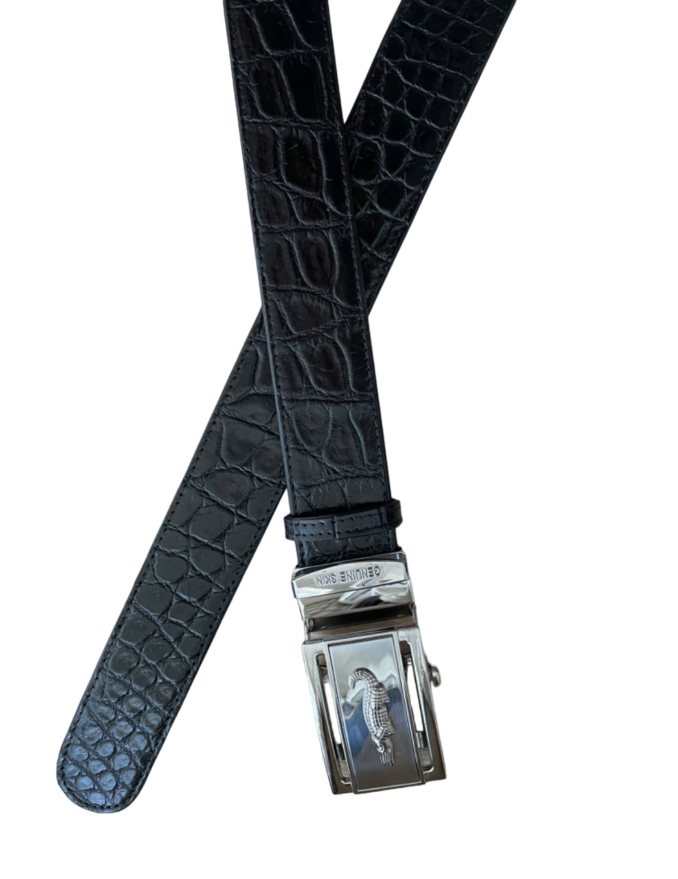 Ремінь чоловічий із натуральної шкіри крокодила Exotic Leather чорний (crb 06)