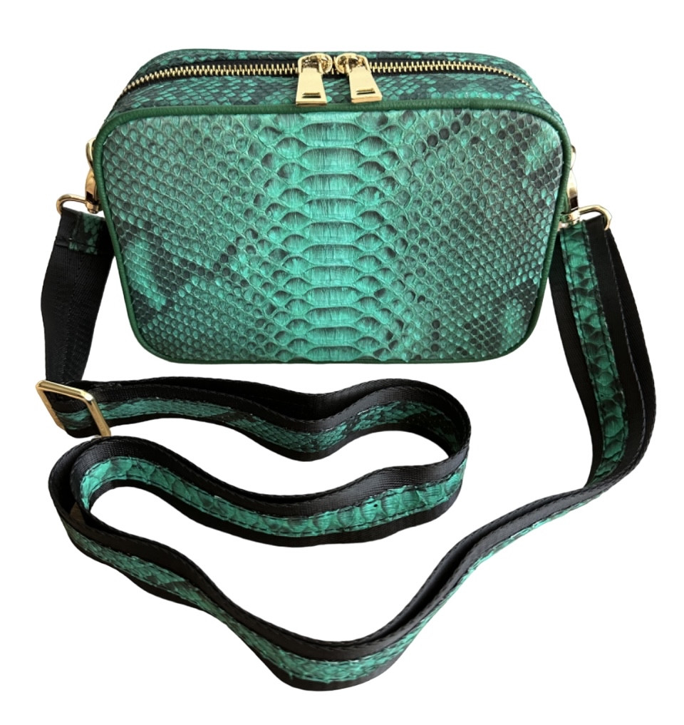 Сумка кросбоді жіноча зі шкіри пітона зелена бірюзова Exotic Leather (snc04)