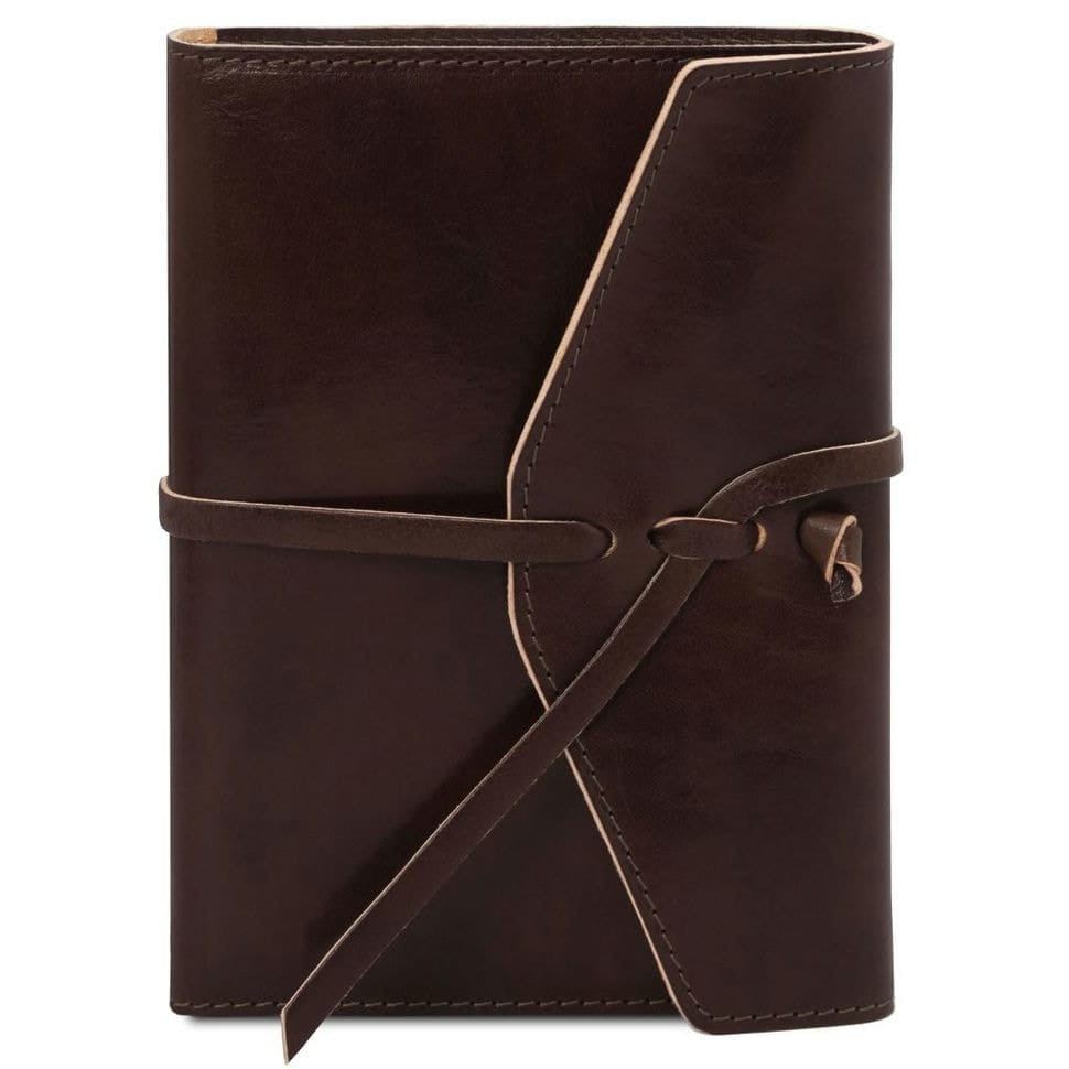 Шкіряний блокнот на шнуровке Tuscany Leather TL142027 (Темно-коричневий)