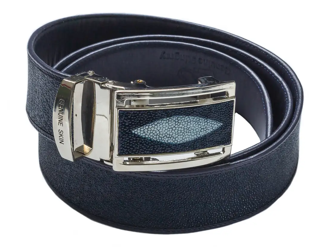 Ремінь зі шкіри ската Exotic Leather Синій (stb04)