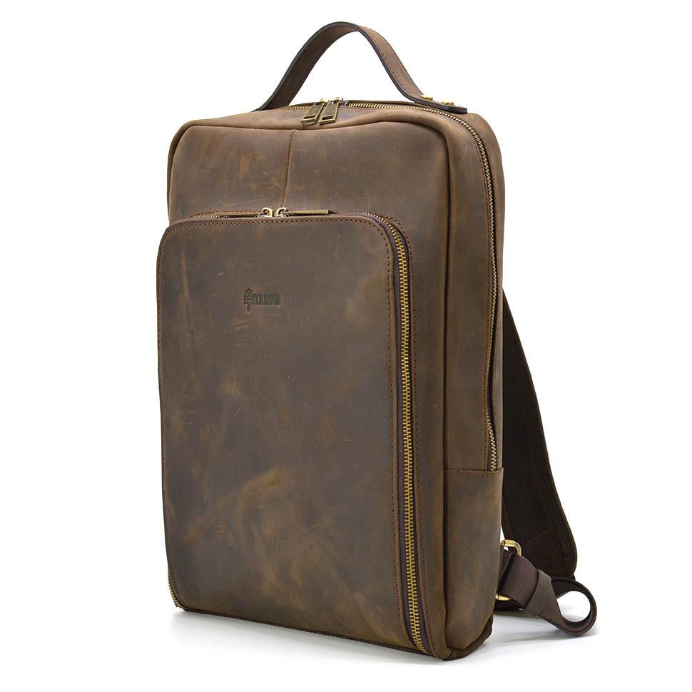 Шкіряний рюкзак для ноутбука 14" RC-1239-4lx TARWA коричнева crazy horse