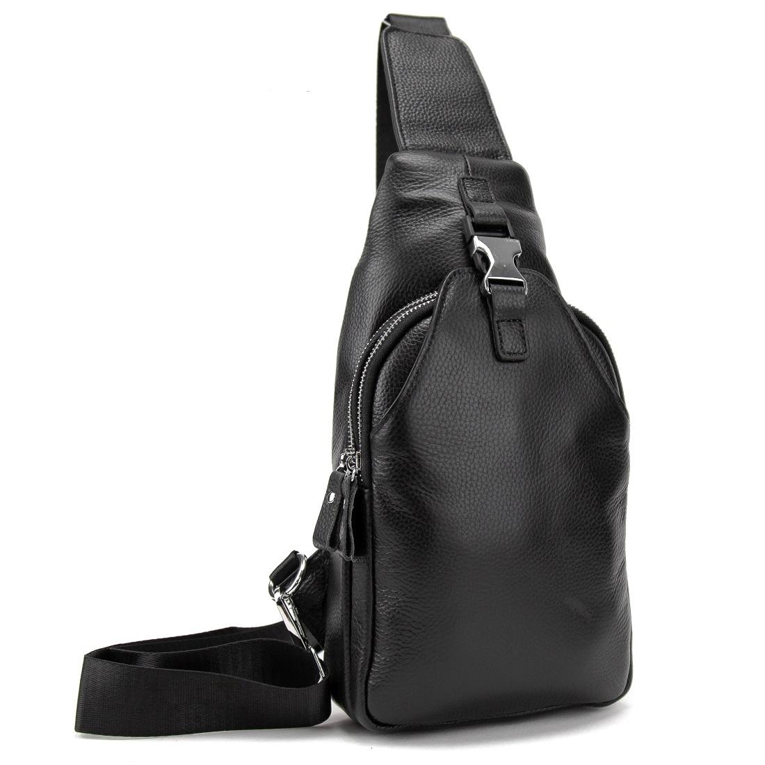 Шкіряний чорний слінг через плече Tiding Bag A25F-6809-11A