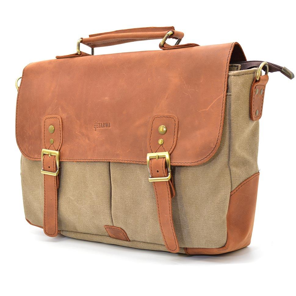 Чоловіча сумка-портфель из канваса и шкіри RBcs-3960-3md TARWA
