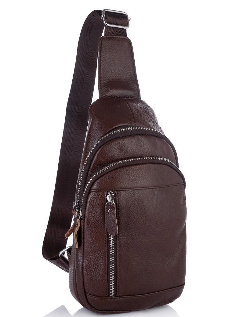 Чоловічий шкіряний слінг через плече коричневий Tiding Bag A25F-5427B