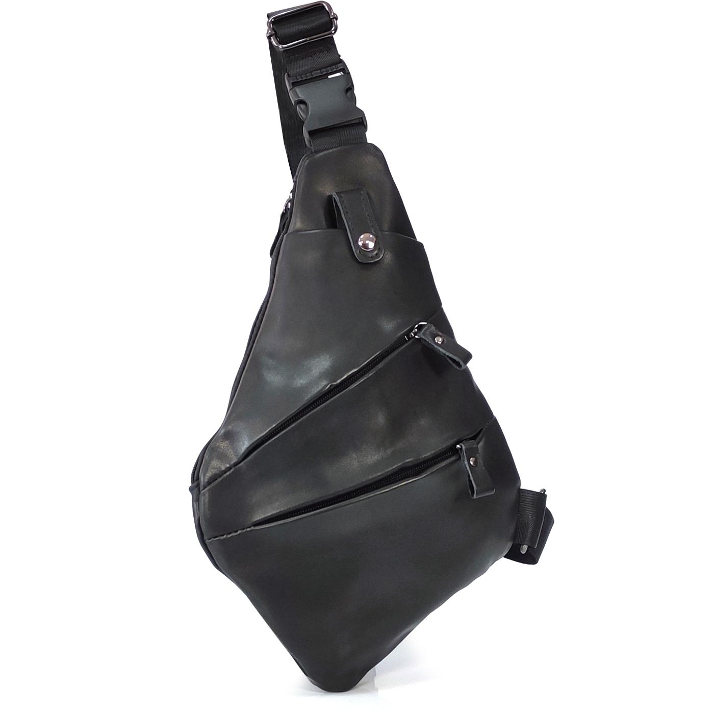 Слінг із натуральної шкіри чорний Tiding Bag S-N2-3333A