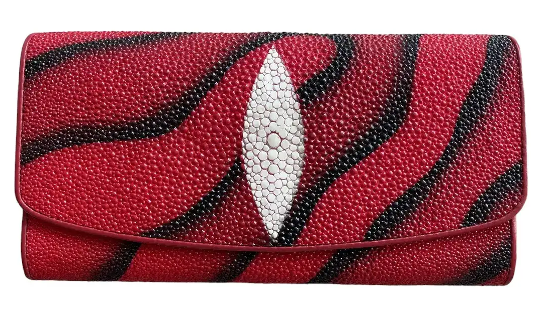 Гаманець зі шкіри ската Exotic Leather Червоно-чорний (stw 11)