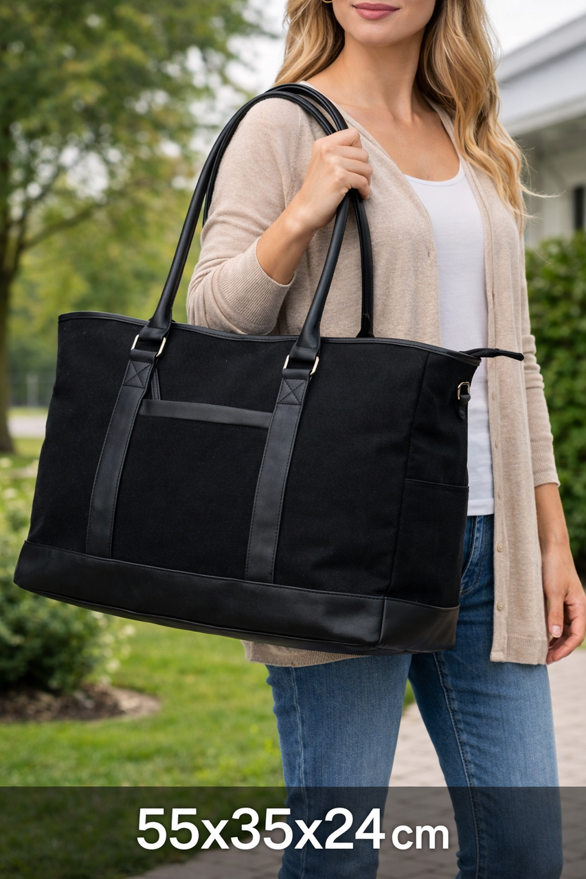 Коттонова дорожня сумка 40L Live in style Weekender чорна 55х35х24 см