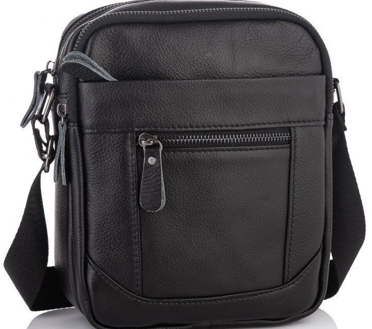 Чоловіча сумка з натуральної шкіри Tiding Bag чорна
