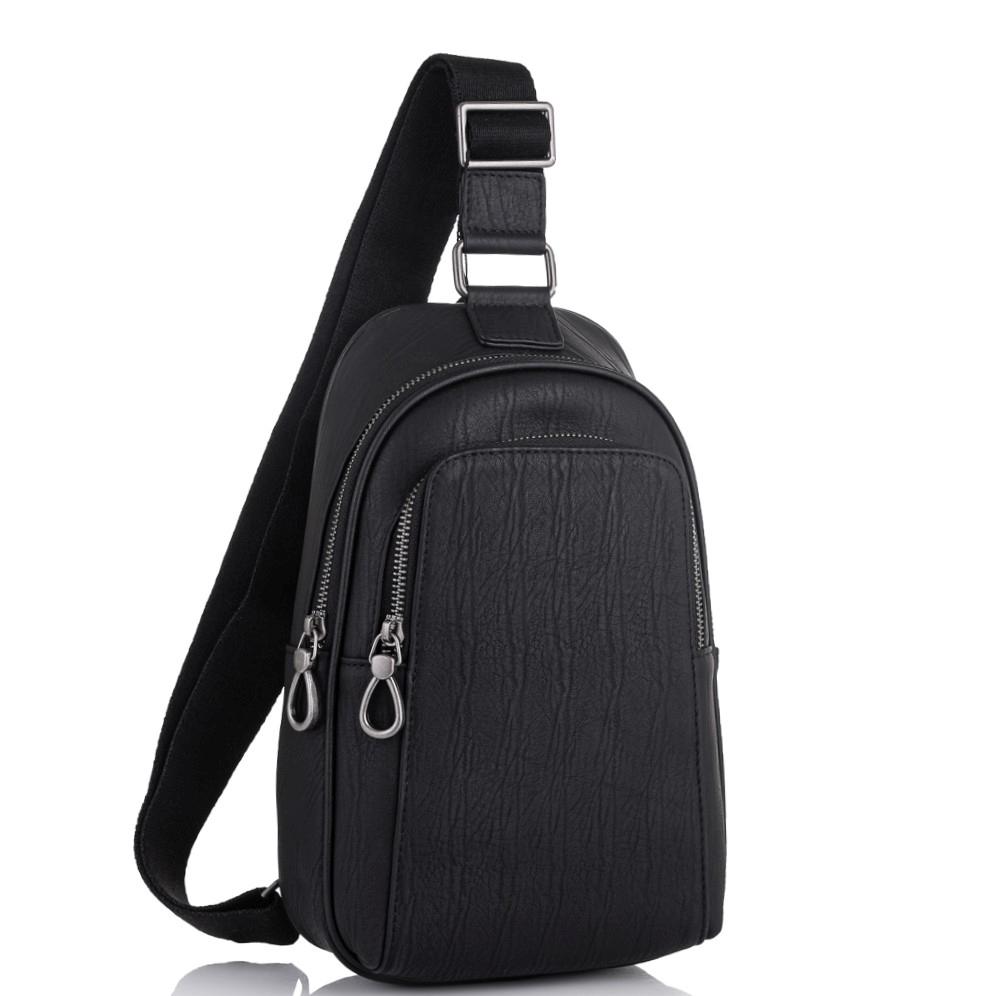 Чоловіча шкіряна сумка-слінг чорна Tiding Bag SM8-825A