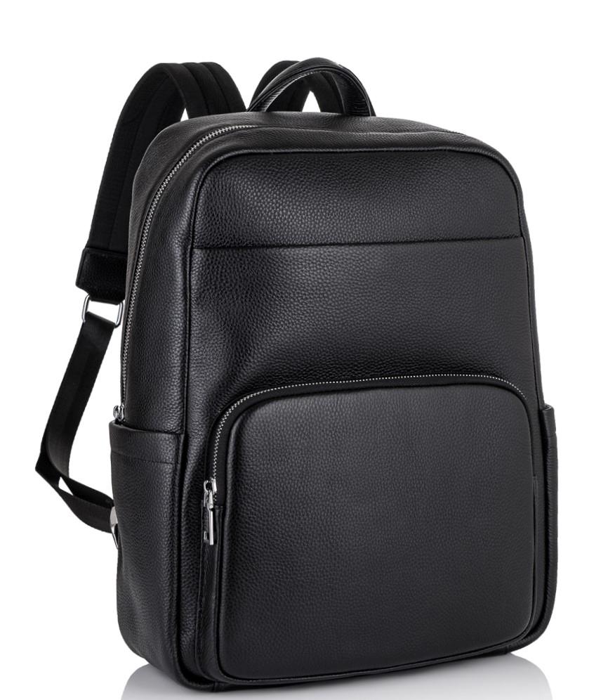 Чоловічий шкіряний рюкзак для ноутбука чорний Tiding Bag NM18-003A