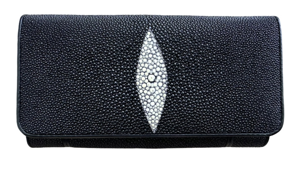 Гаманець зі шкіри ската Exotic Leather Чорний (stw 15)