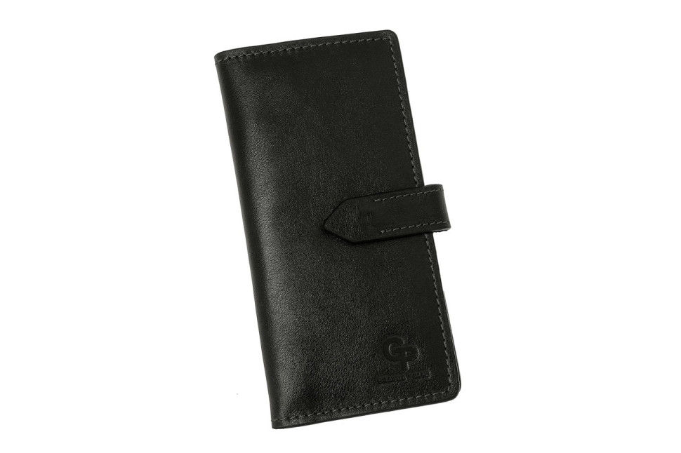 Длинное портмоне Grande Pelle 524610 глянцевая шкіра чорний