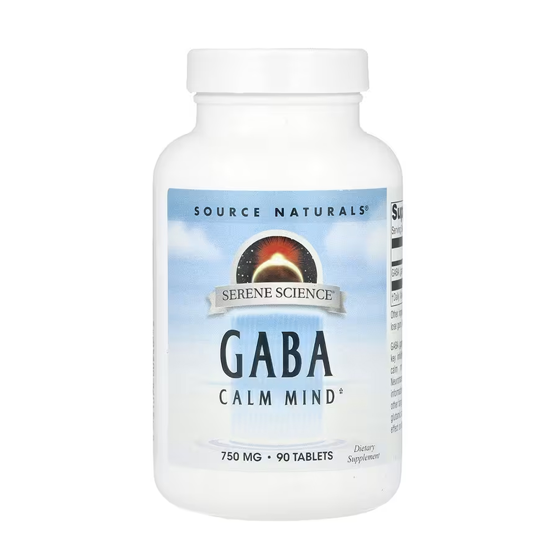 Serene Science GABA, 750 мг, 90 таблеток, Source Naturals
