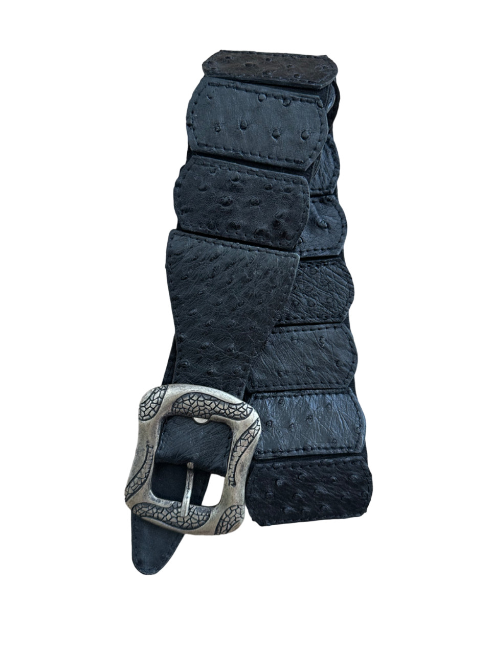 Пояс зі шкіри страуса жіночий Exotic Leather Чорний (osb01)