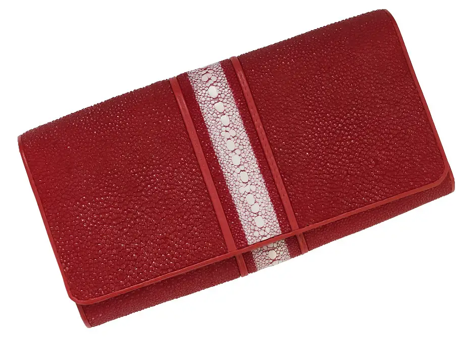 Гаманець жіночий Exotic Leather з натуральної шкіри морського скату Червоний (stw 79_2)