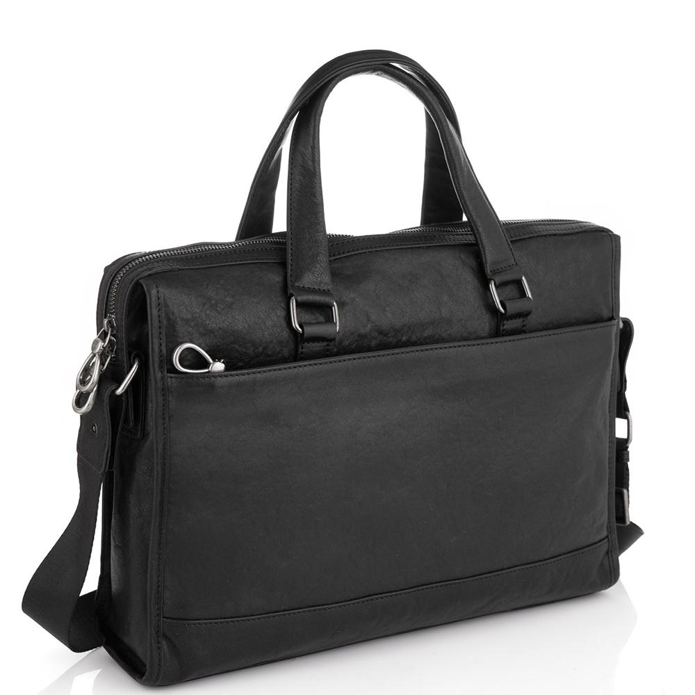 Шкіряна сумка для ноутбука чорна Tiding Bag SM13-8874A