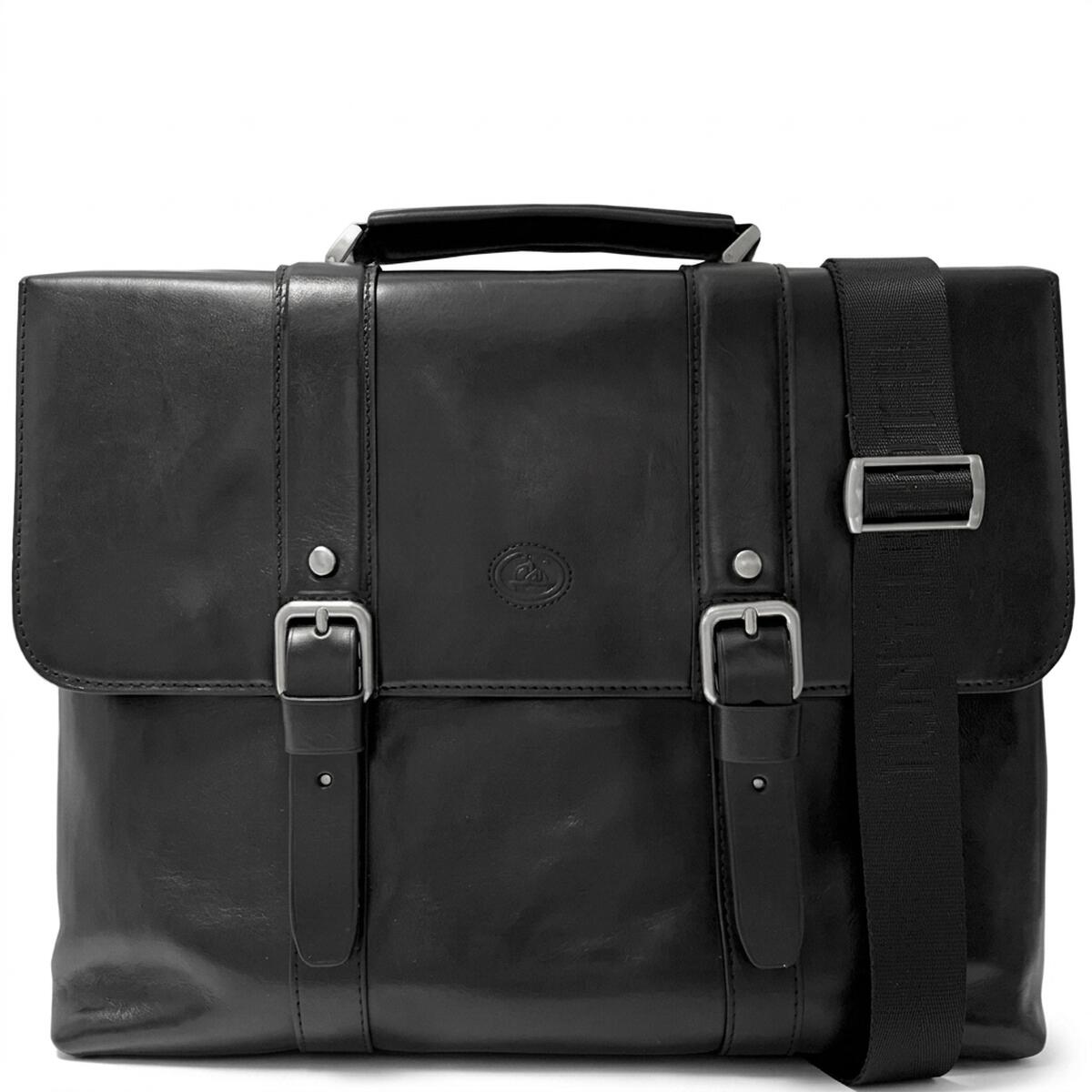 Чоловічий портфель з натуральної шкіри Tony Perotti Italico 9225G-38 (90415) Чорний — фото 1