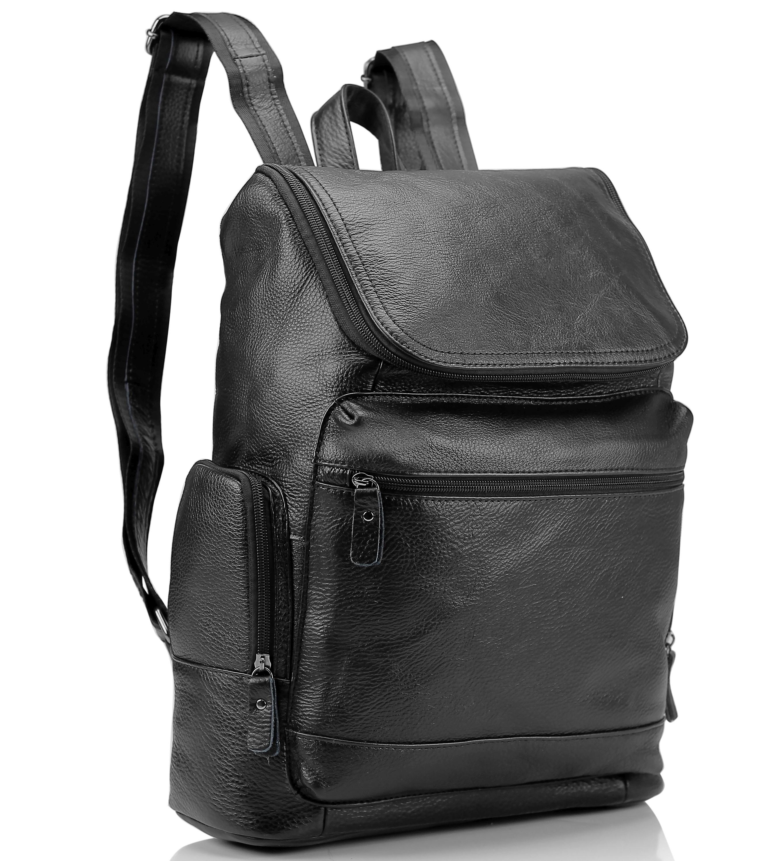 Чоловічий шкіряний рюкзак чорний Tiding Bag M35-1017A