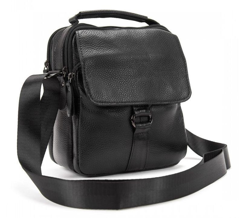 Чоловіча шкіряна сумка месенджер Tiding Bag чорна